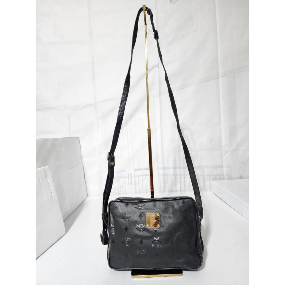 MCM Vintage Visetos Nylon Crossbody Bag Black